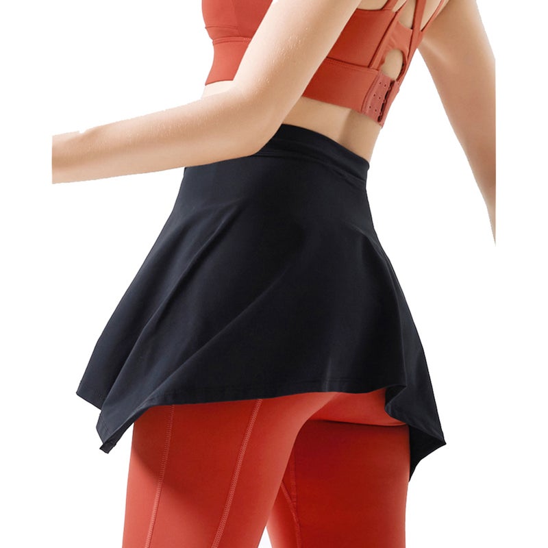 Sports Skirt Cover Polyester Fiber Soft One Piece Absorbent Yoga Tie Up Skirt for Fitness Tennis Black One Size - Image 3