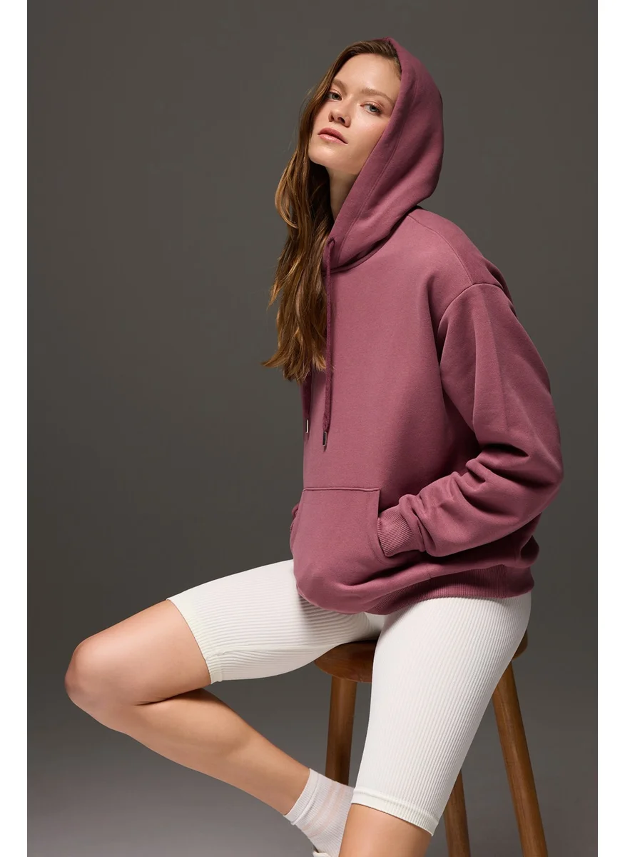 Los Ojos Claret Red Wide Pattern Hooded Sweatshirt Hooded Sweat