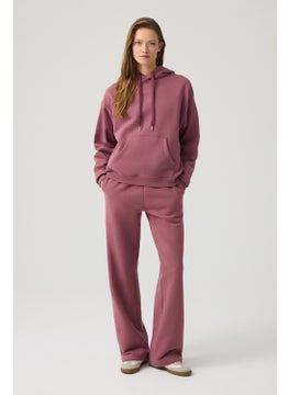 Los Ojos Claret Red Wide Pattern Hooded Sweatshirt Hooded Sweat  - Image 4
