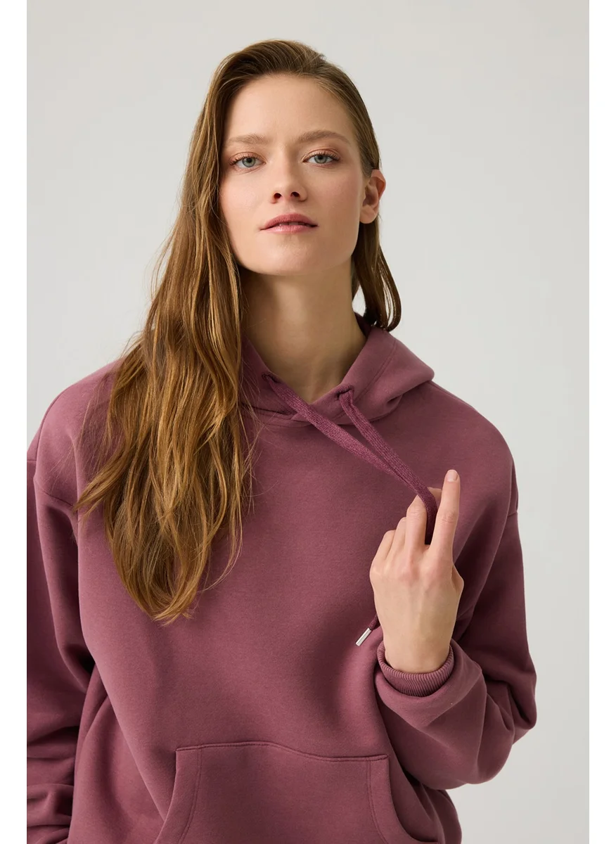 Los Ojos Claret Red Wide Pattern Hooded Sweatshirt Hooded Sweat