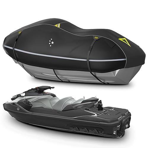 LI LIBZAKI LIBZAKI Jet Ski Cover PWC Cover 23 Seats Heavy Duty Waterproof 600D UV Resistant Fits for Yamaha SeaDoo Kawasaki up to 136145 Black - Image 1