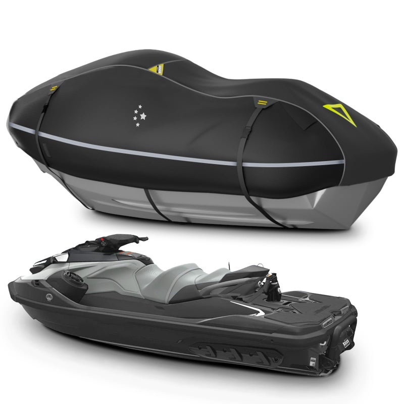 LI LIBZAKI LIBZAKI Jet Ski Cover PWC Cover 23 Seats Heavy Duty Waterproof 600D UV Resistant Fits for Yamaha SeaDoo Kawasaki up to 136145 Black - Image 2