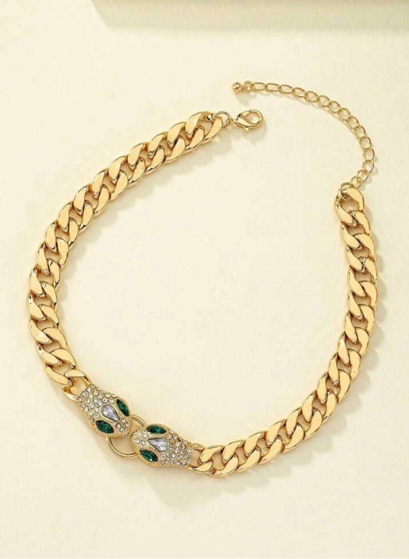 Elegant Snake Design Choker Necklace with Rhinestones for Women - Image 2