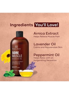 Botanic Hearth BOTANIC HEARTH Sore Muscle Massage Oil - with Arnica Montana Extract and Essential Oils - Warming and Relaxing - Soothes Tired Sore Muscles and Joints, 8 fl oz  - Image 2