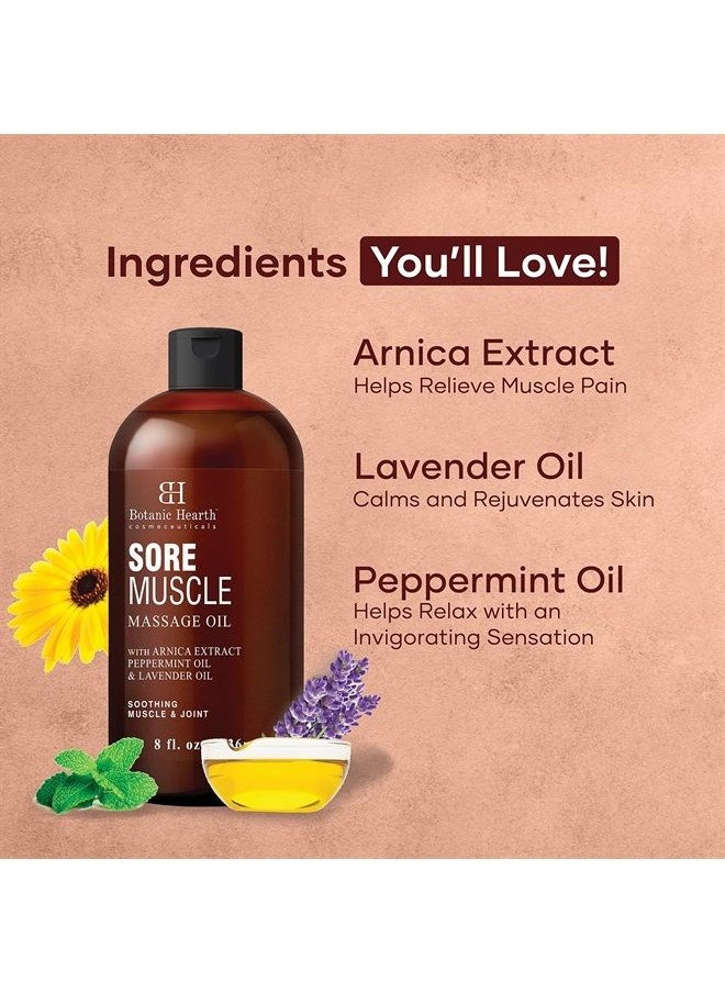 Botanic Hearth BOTANIC HEARTH Sore Muscle Massage Oil - with Arnica Montana Extract and Essential Oils - Warming and Relaxing - Soothes Tired Sore Muscles and Joints, 8 fl oz  - Image 2