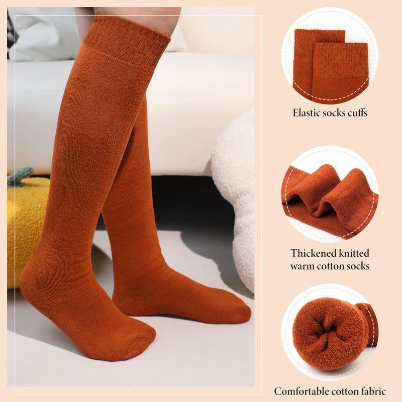 Justay 5 Pairs Winter Knee High Socks Warm Tall Boot, Soft Knit Thermal Cotton Long Socks for Women Gifts - Image 2