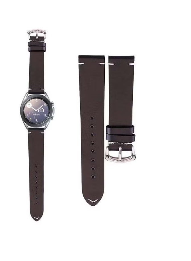 vesus Genuine Leather Replacement Band for Samsung Galaxy Watch3 41mm Dark Brown