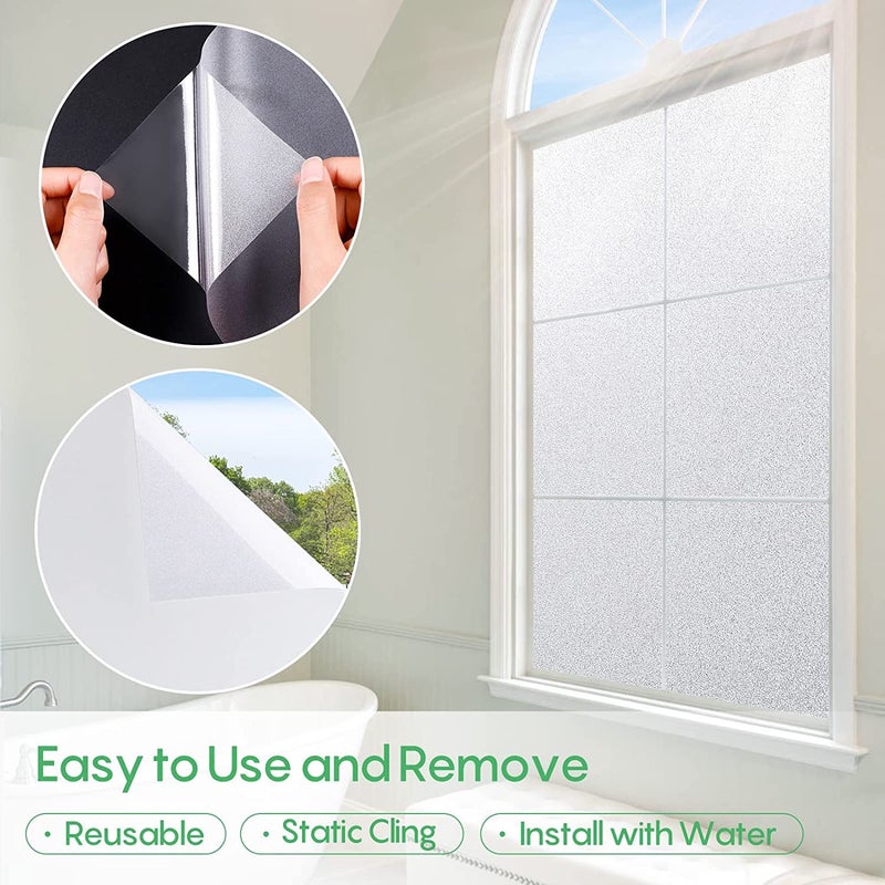 ERATO ™ Privacy Window Frosted Film Decorative Window Tint Glass Non Adhesive Sunlight Blocking UV Rays Vinyl Film (24x78 Inch, Pure Frosted) - Image 3