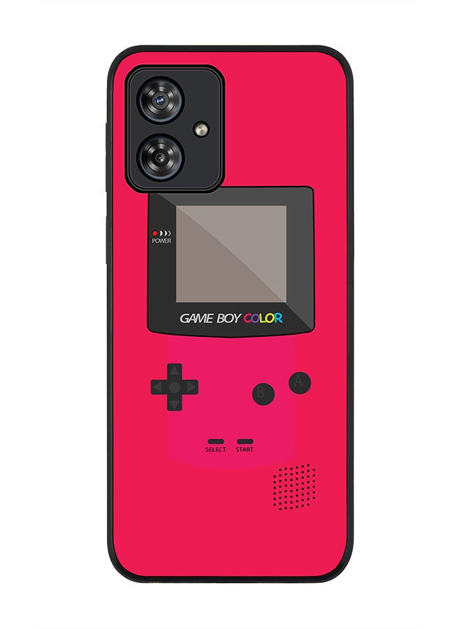 Stylizedd Rugged Black edge case for Motorola Moto G54 / Motorola Moto G54 Power / Motorola Moto G64 5G, Slim fit Flexible Thin Cover - Gameboy Color - Pink - Image 1