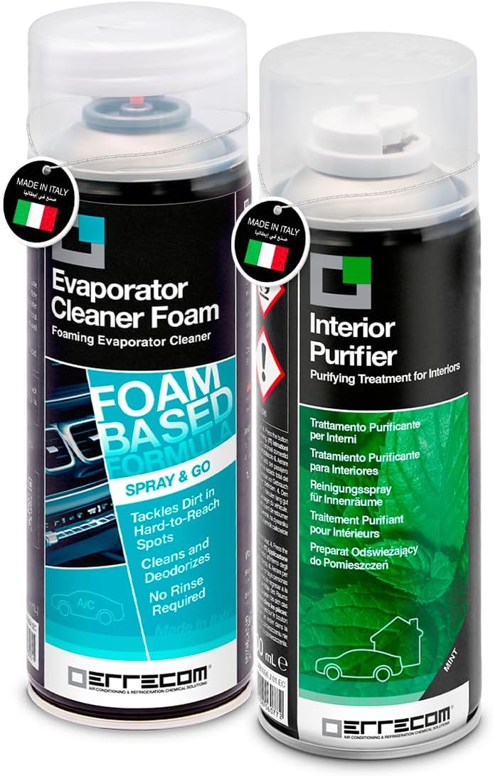 ERRECOM Total Care Purifying Treatment for Vehicle Air Conditioning Systems - 2 x 200 ml Aerosol Cans (MINT) - Image 1