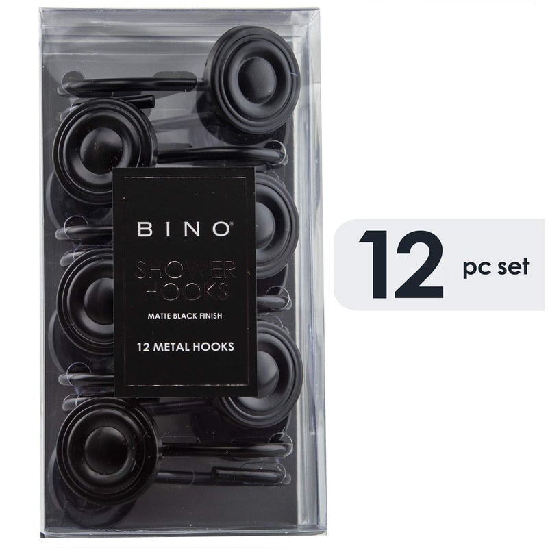 BINO | Shower Curtain Hooks - Matte Black - Set of 12 | Hooks Shower Curtain | Shower Curtain Rings Hooks | Rust Proof Shower Curtain Hooks | Bathroom Shower Hooks for Curtain | Bathroom Essentials - Image 5