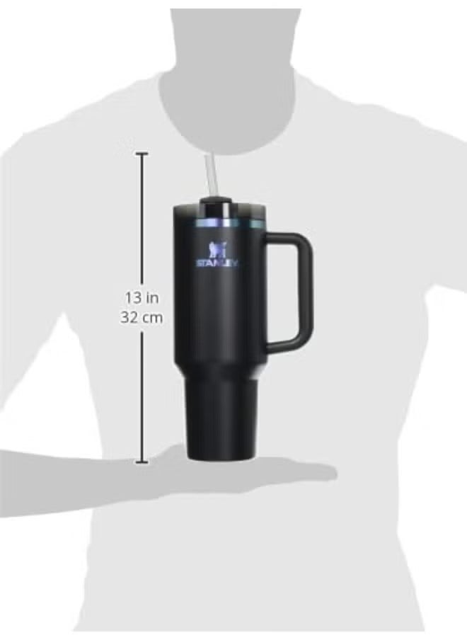 Stanley - STANLEY Quencher H2.0 Reusable Tumbler 40oz – Extra Large Stainless Steel Cup with Advanced FlowState Rotating Lid Featuring Sip, Straw, and Full-Cover Modes – Double-Wall Vacuum Insulation for Cold Retention up to 2 Days – Eco-Friendly, BPA-Free, Travel-Ready Hydration with Foldable Handle – Sleek Black Chroma Finish - Image 1