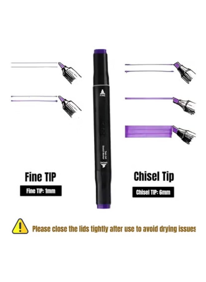 Twisoo Dual Tip Art Markers with Carrying Case – Odorless & Non-Toxic Twin Head Permanent Colouring Marker Pens for Kids, Adults & Beginners for Painting, Sketching, Drawing, Calligraphy (24 Pcs) - Image 5