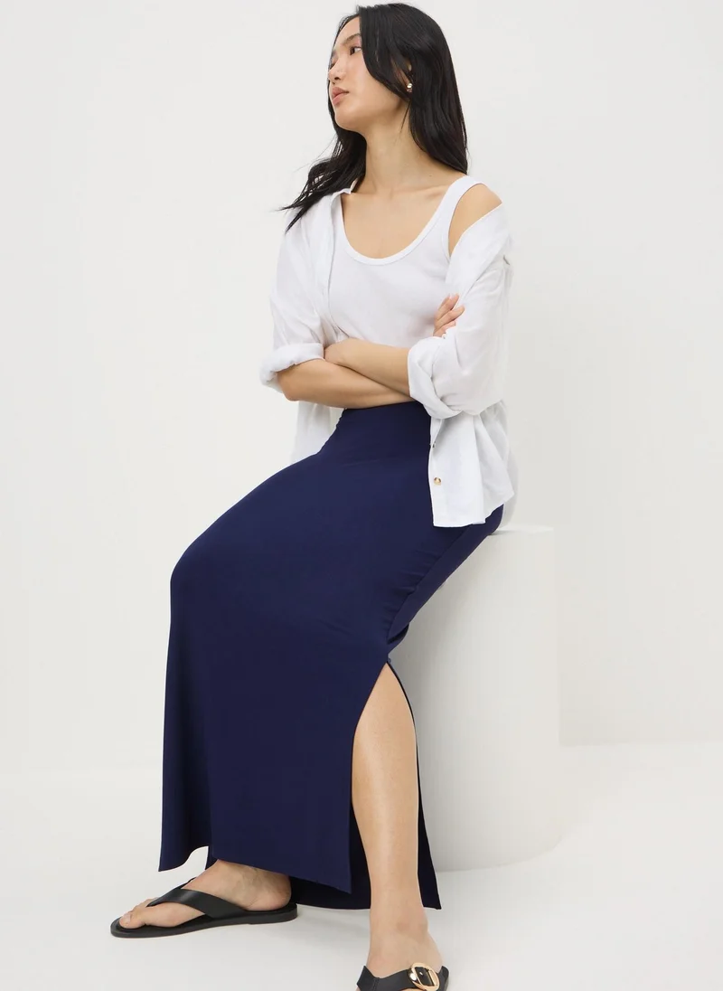 Matalan Navy Jersey Maxi Skirt