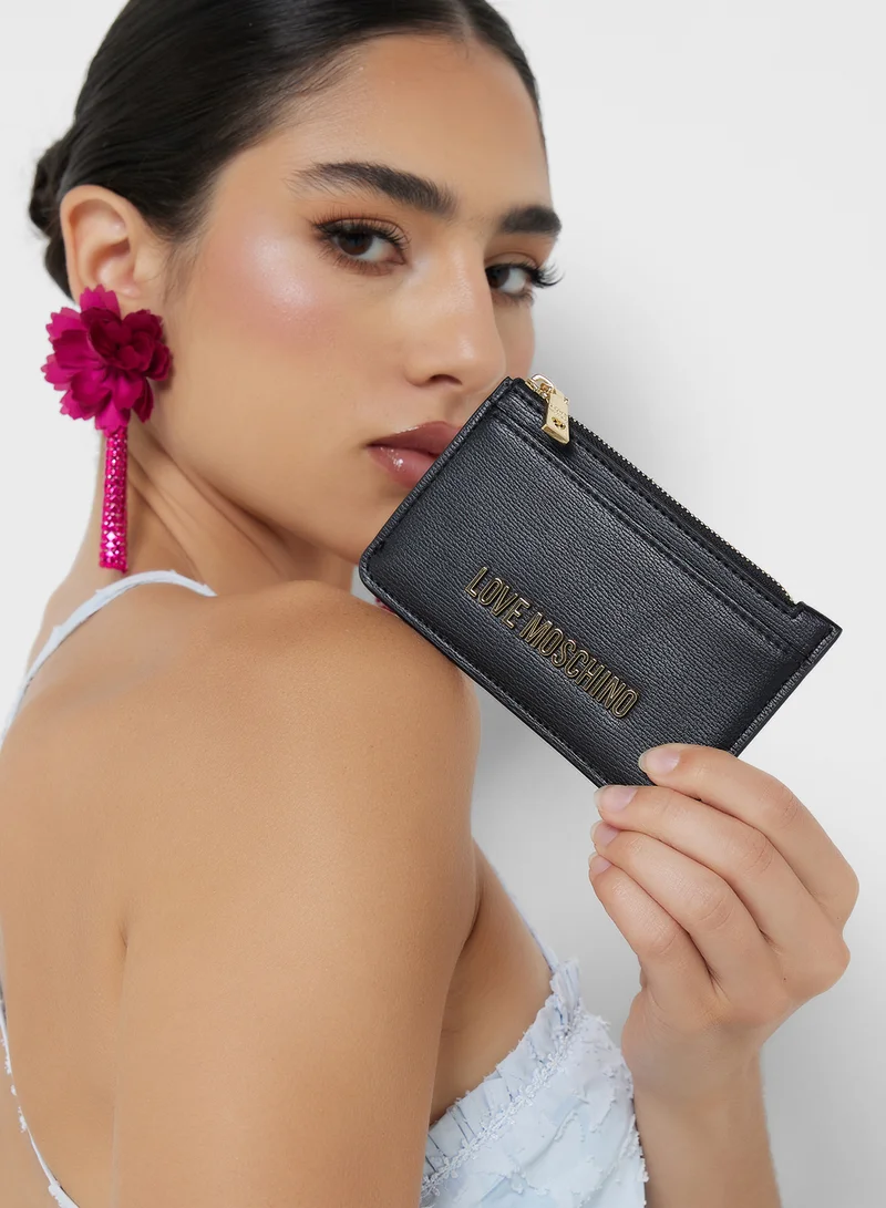 Love Moschino Logo Detailed Zip Over Wallet