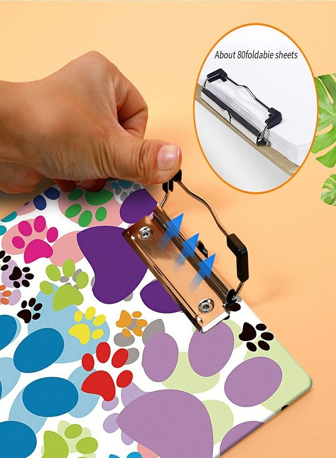 SDDFRHGH CuteClipboard with Pen Holder, A4 Letter Size Plastic ClipBoard with Low Profile Clip & Hanging Loop, Cute Clipboard for School,Office, Students,Kids,Girls,Women,Men (Dog Pawprint, 9"x12.5") - Image 5