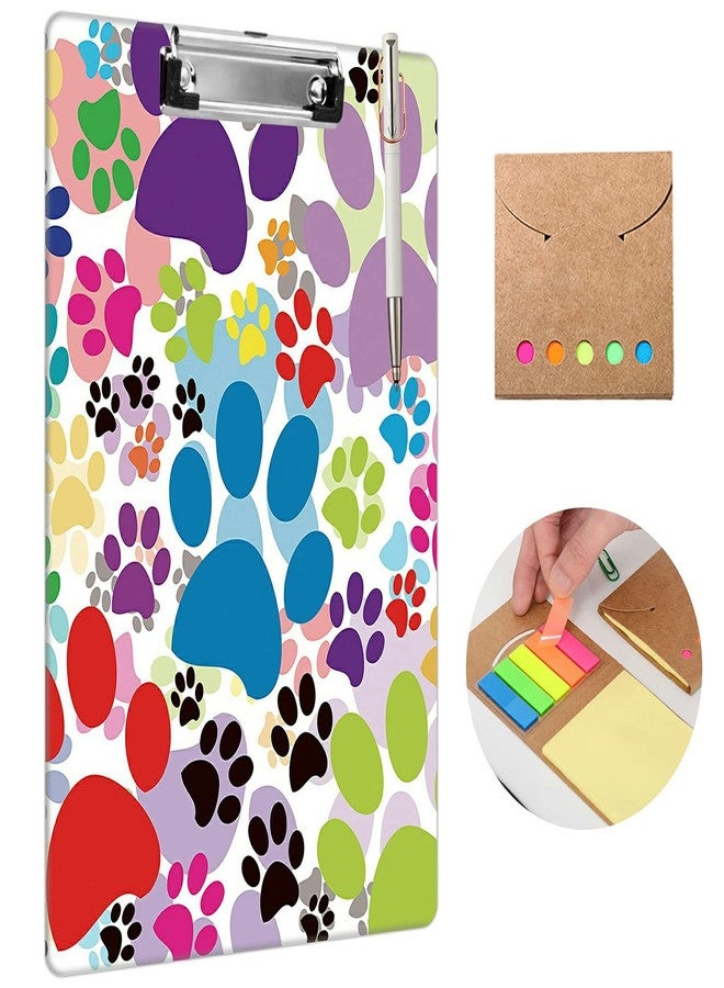 SDDFRHGH CuteClipboard with Pen Holder, A4 Letter Size Plastic ClipBoard with Low Profile Clip & Hanging Loop, Cute Clipboard for School,Office, Students,Kids,Girls,Women,Men (Dog Pawprint, 9"x12.5") - Image 1