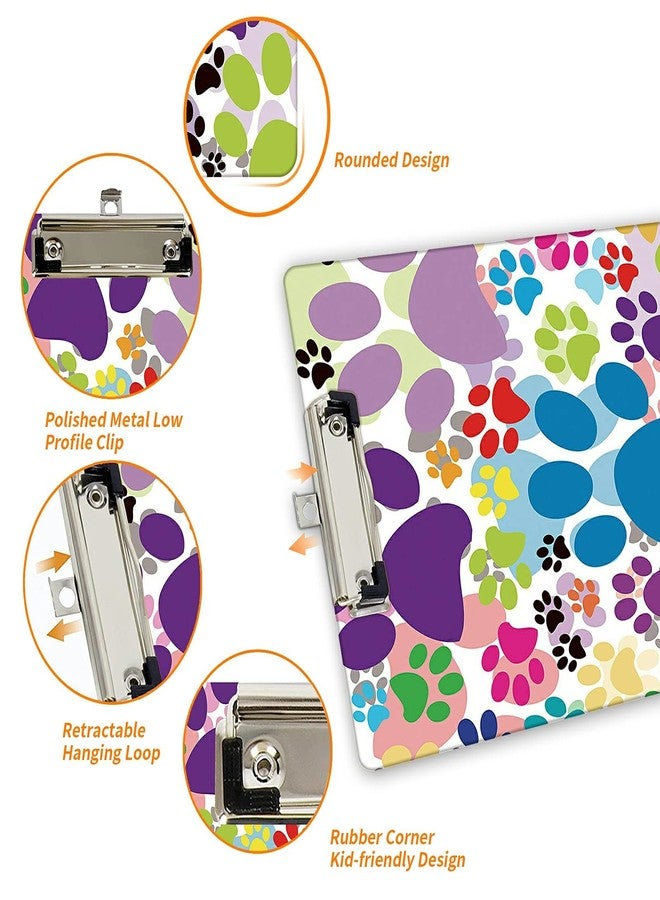 SDDFRHGH CuteClipboard with Pen Holder, A4 Letter Size Plastic ClipBoard with Low Profile Clip & Hanging Loop, Cute Clipboard for School,Office, Students,Kids,Girls,Women,Men (Dog Pawprint, 9"x12.5") - Image 4