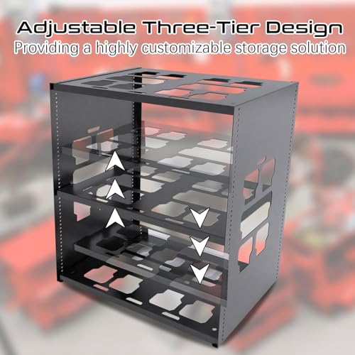 EXODIOS Mounting Plate Compatible with Mil.waukee Packout, Adjustable Heavy Metal material Shelf, Holds Up to 8 Boxes for Tool, Storage and Organization System - Image 5