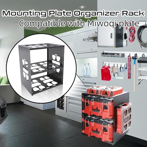 EXODIOS Mounting Plate Compatible with Mil.waukee Packout, Adjustable Heavy Metal material Shelf, Holds Up to 8 Boxes for Tool, Storage and Organization System - Image 2