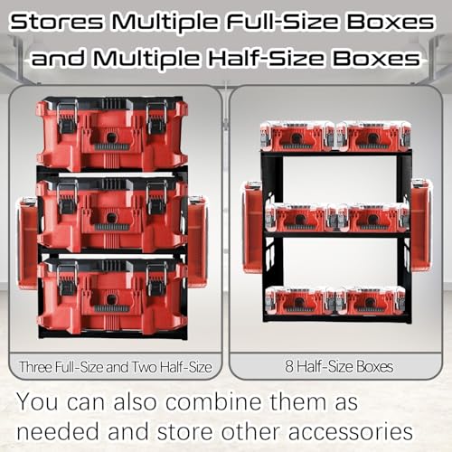 EXODIOS Mounting Plate Compatible with Mil.waukee Packout, Adjustable Heavy Metal material Shelf, Holds Up to 8 Boxes for Tool, Storage and Organization System - Image 3