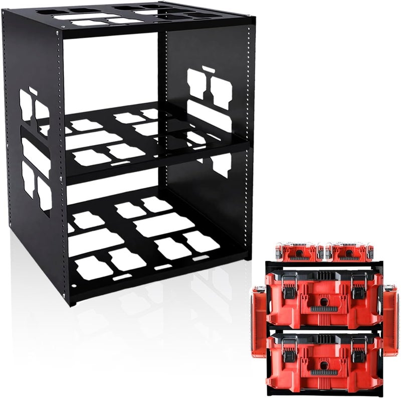 EXODIOS Mounting Plate Compatible with Mil.waukee Packout, Adjustable Heavy Metal material Shelf, Holds Up to 8 Boxes for Tool, Storage and Organization System - Image 1