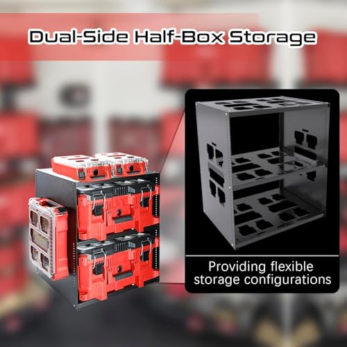 EXODIOS Mounting Plate Compatible with Mil.waukee Packout, Adjustable Heavy Metal material Shelf, Holds Up to 8 Boxes for Tool, Storage and Organization System - Image 4