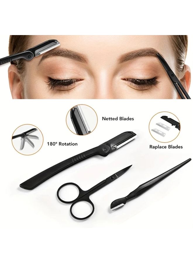 9 Pcs Eyebrow Trimmer Set with Razor Comb Clip Scissors Tweezers Makeup Tools - Image 2