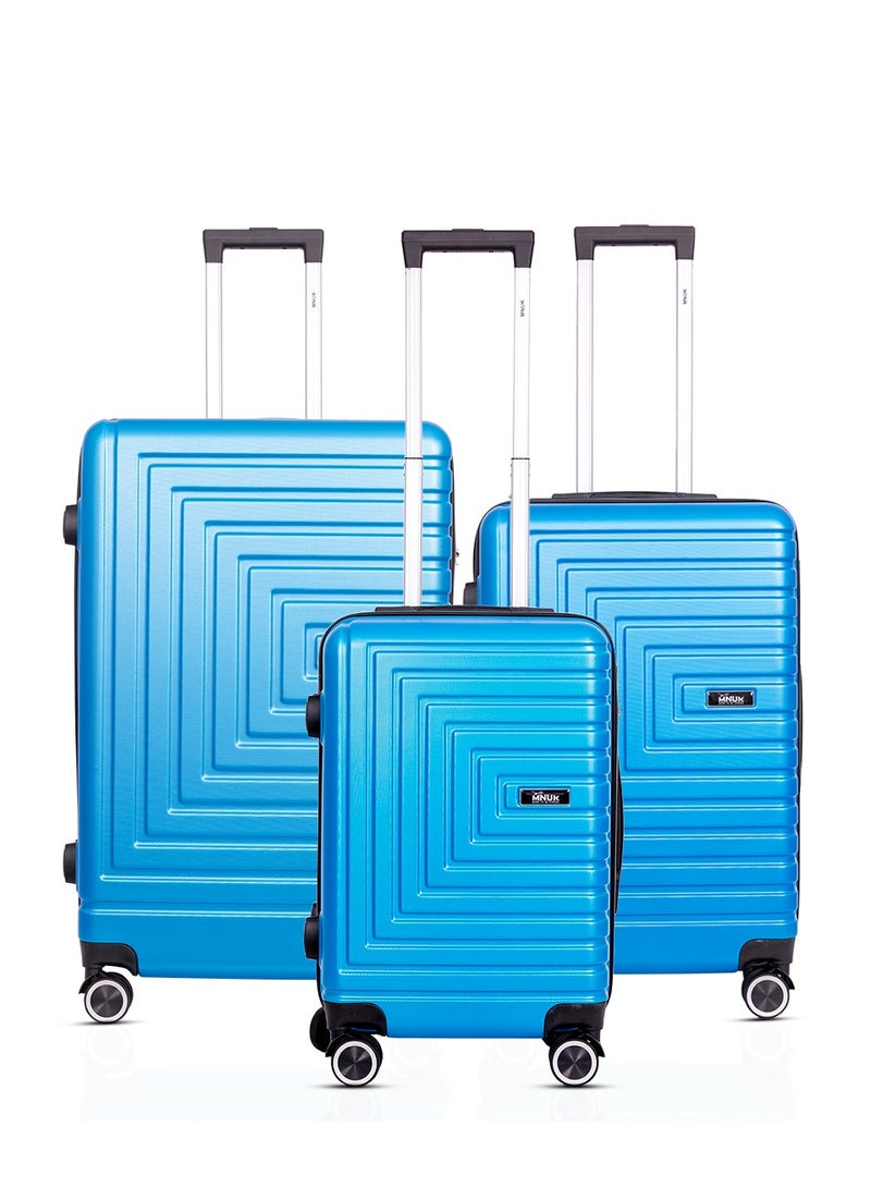 منيك مجموعة حج  قطع أمتعة سفر | ترولي صلب بمقبض ناعم وقفل  | بعجلات مزدوجة  درجة | مقاسات:  بوصة مقصورة،  بوصة متوسط،  بوصة كبير | أزرق - Image 1