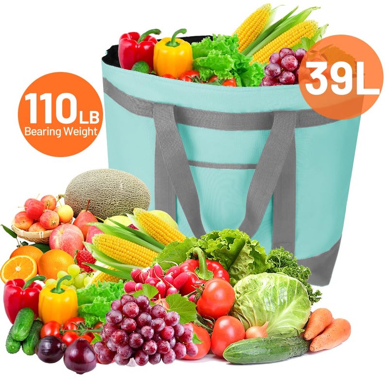 CIVJET Insulated Reusable Tote Bag for Grocery Shopping for Women/Men, Pizza/Food Delivery Bag to Keep Food Cold/Hot for Commercial Food Transport, Cooler bags for Travel/Beach/Picnic, Green - Image 5