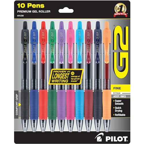 Pilot G2 Premium Gel Pens, Gel Roller Pens, Fine Point 0.7 mm Assorted Colors 10 - Image 1