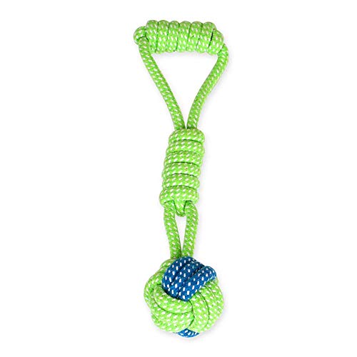 Sunglow Dog Toy Interactive Chewing Rope Ball Toys Natural Cotton Washable Durable Tug of War for Small Medium Dogs Puppies Training Playing Teeth Cleaning (Drop Ball) - Image 1