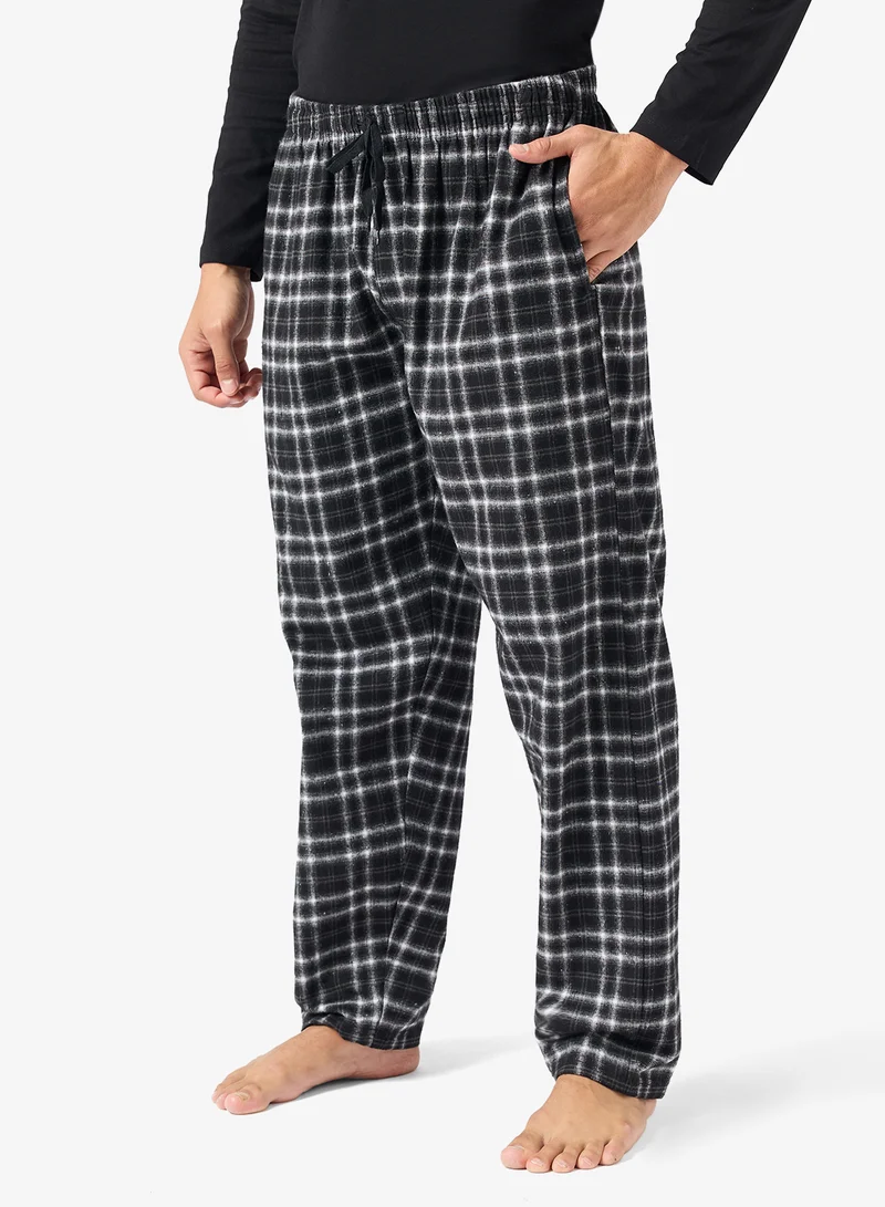 Robert Wood  Printed Long Sleeve T-Shirt And Checked Pyjamas Set for Men | Best Price UAE