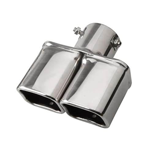OtpOutopa Dual Exhaust Tips 2.5 inch Inlet, Universal Stainless Exhaust Square Dual Tip Car Exhaust Pipe Modification Tail Throat Tail Pipe Muffler Tip (Straight,Silver) - Image 1