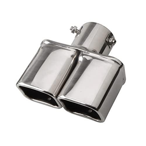 OtpOutopa Dual Exhaust Tips 2.5 inch Inlet, Universal Stainless Exhaust Square Dual Tip Car Exhaust Pipe Modification Tail Throat Tail Pipe Muffler Tip (Straight,Silver) - Image 2