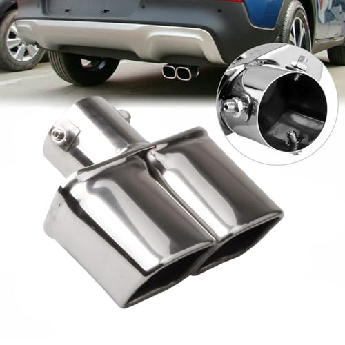 OtpOutopa Dual Exhaust Tips 2.5 inch Inlet, Universal Stainless Exhaust Square Dual Tip Car Exhaust Pipe Modification Tail Throat Tail Pipe Muffler Tip (Straight,Silver) - Image 3