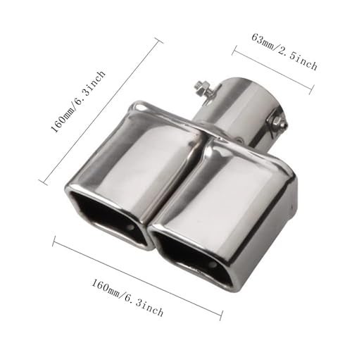 OtpOutopa Dual Exhaust Tips 2.5 inch Inlet, Universal Stainless Exhaust Square Dual Tip Car Exhaust Pipe Modification Tail Throat Tail Pipe Muffler Tip (Straight,Silver) - Image 4