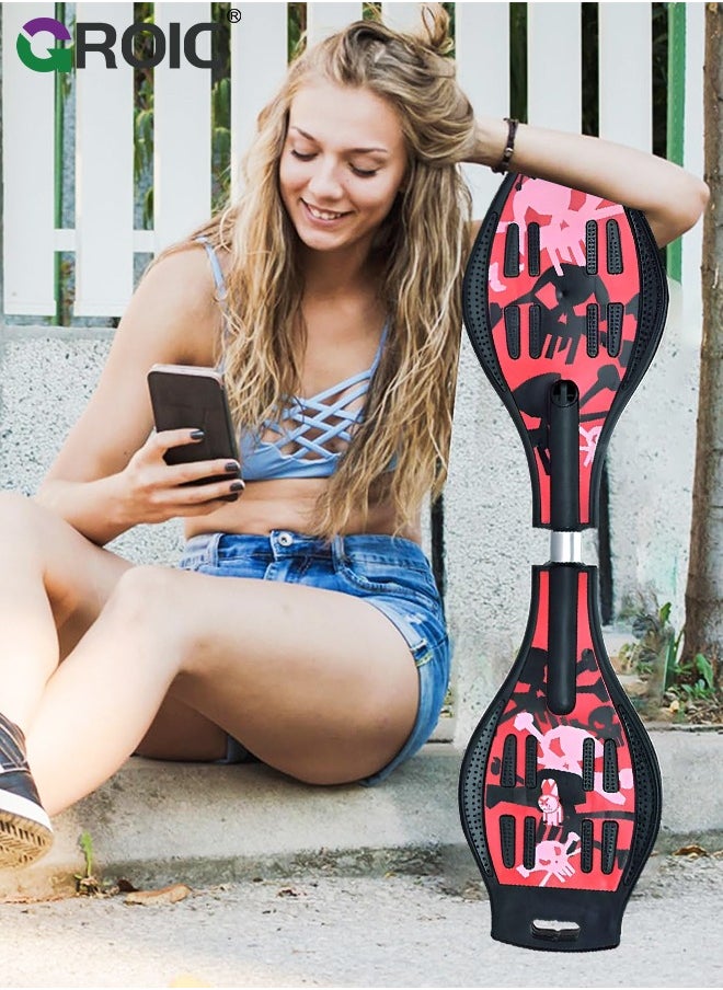 GROIC - Caster Board, Deluxe Junior Caster Board 2 Wheels Skateboard with 360-degree Casters, Colorful LED Light Up Wheel for More Fun and Visibility, Durable Twistboard for Teenagers, Adults and Professional - Image 1