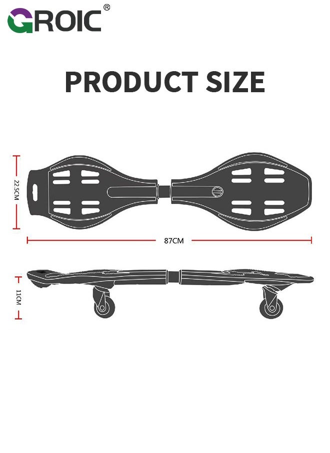 GROIC - Caster Board, Deluxe Junior Caster Board 2 Wheels Skateboard with 360-degree Casters, Colorful LED Light Up Wheel for More Fun and Visibility, Durable Twistboard for Teenagers, Adults and Professional - Image 1