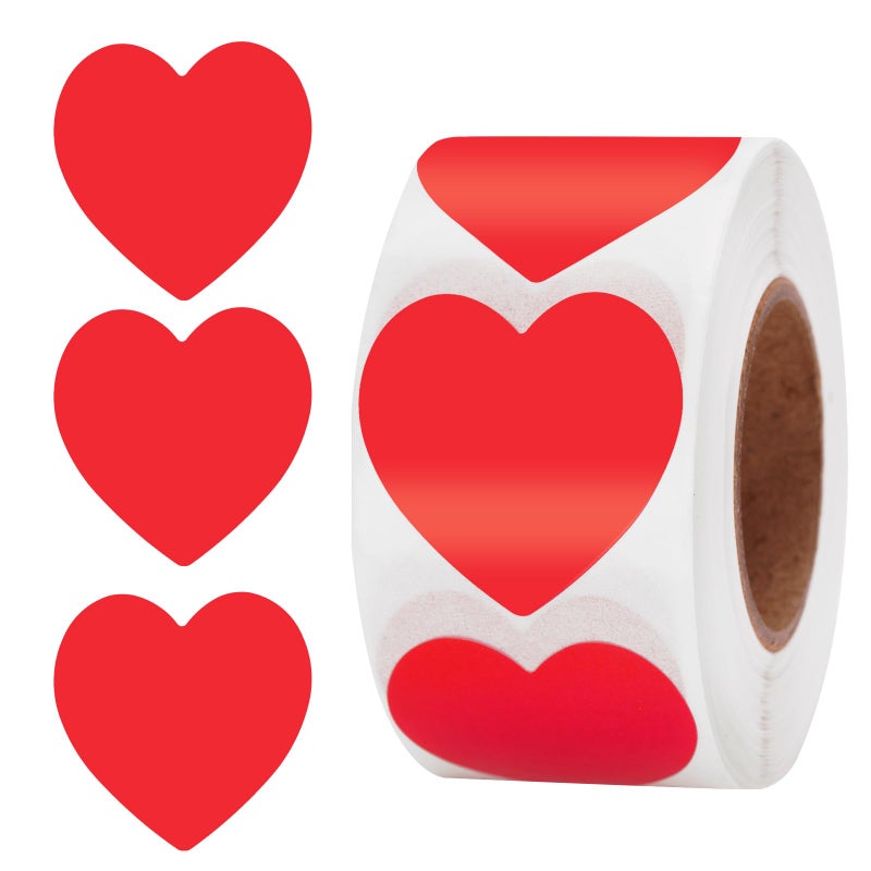 Anwyll Heart Stickers Valentine'S Day Heart Stickers 500Pcs 1Inch Red Heart Stickers Heart Shaped Stickers For Kid Self-Adhesive Love Envelope Seals Labels Stickers For Birthday Wedding Valentines Day - Image 1