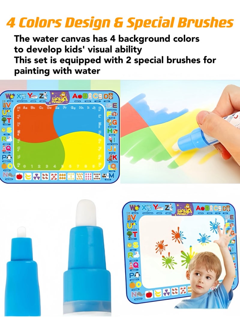 Oasis Casa - Water Coloring Painting Mat Drawing Board for Babies Toddlers Kids, Educational Learning Toy Magic Doodle Mat Playmat Writing Board for Boys Girls of 2 3 4 5 6 7 8 Years Old, 98X75 cm Large Size - Image 1