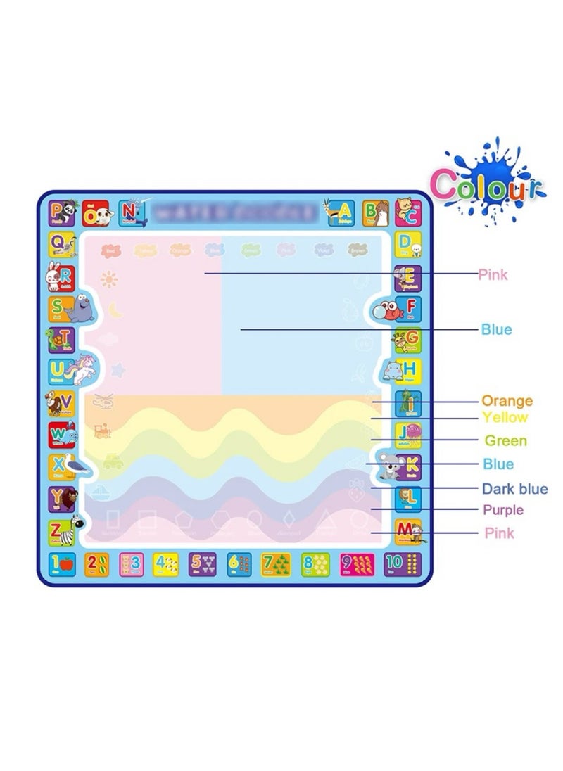 Oasis Casa - Water Coloring Painting Mat Drawing Board for Babies Toddlers Kids, Educational Learning Toy Magic Doodle Mat Playmat Writing Board for Boys Girls of 2 3 4 5 6 7 8 Years Old, 98X75 cm Large Size - Image 1