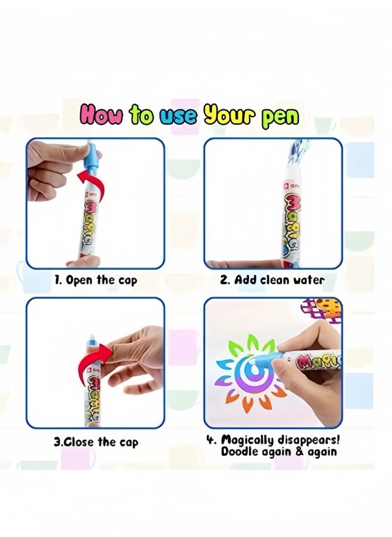 Oasis Casa - Water Coloring Painting Mat Drawing Board for Babies Toddlers Kids, Educational Learning Toy Magic Doodle Mat Playmat Writing Board for Boys Girls of 2 3 4 5 6 7 8 Years Old, 98X75 cm Large Size - Image 1