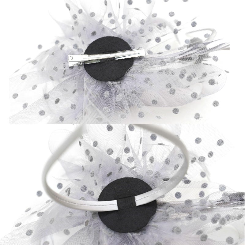 KICOFIT Fascinators Hats 20s 50s Hat Pillbox Hat Cocktail Tea Party Headwear with Veil for Girls and Women (US, Alpha, One Size, A-Grey) - Image 4
