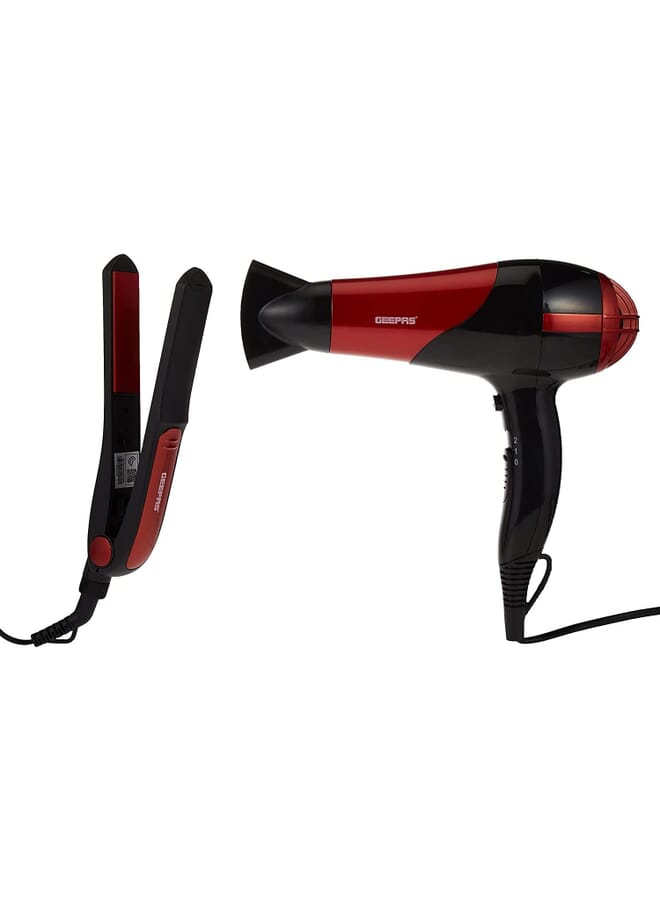 GEEPAS Ghf86036, Hair Dryer & Straightenercombo/Ceramic, Red - Image 1
