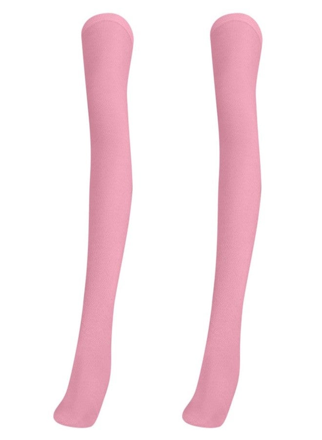 MUKHAKSH (Pack of 2 Pairs Girls Kids Cotton Thigh High Thigh Length upto the thigh Mid Thigh Long Baby Pink Stocking Socks, 9-10 Years - Image 1