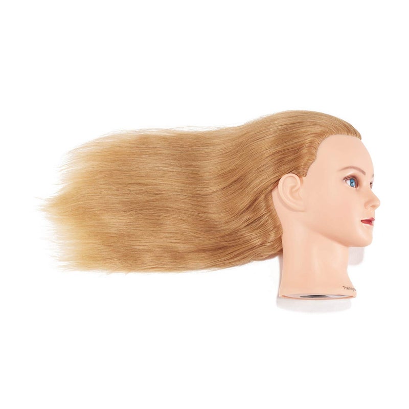 training head 20-22" 100% Human Hair Mannequin Head Training Head Cosmetology Manikin with Free Clamp Stand (Blonde) - Image 4