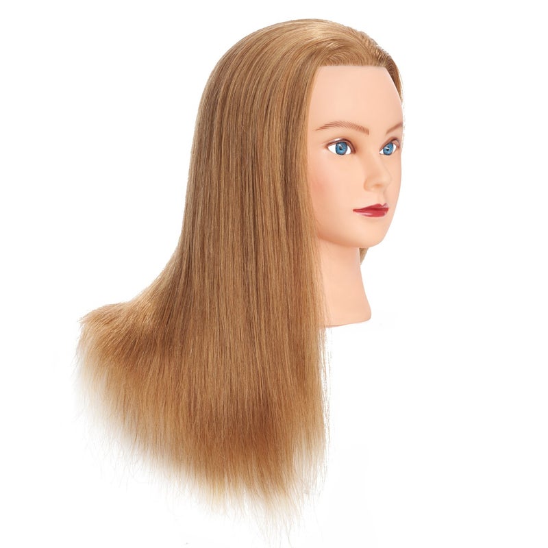 training head 20-22" 100% Human Hair Mannequin Head Training Head Cosmetology Manikin with Free Clamp Stand (Blonde) - Image 2