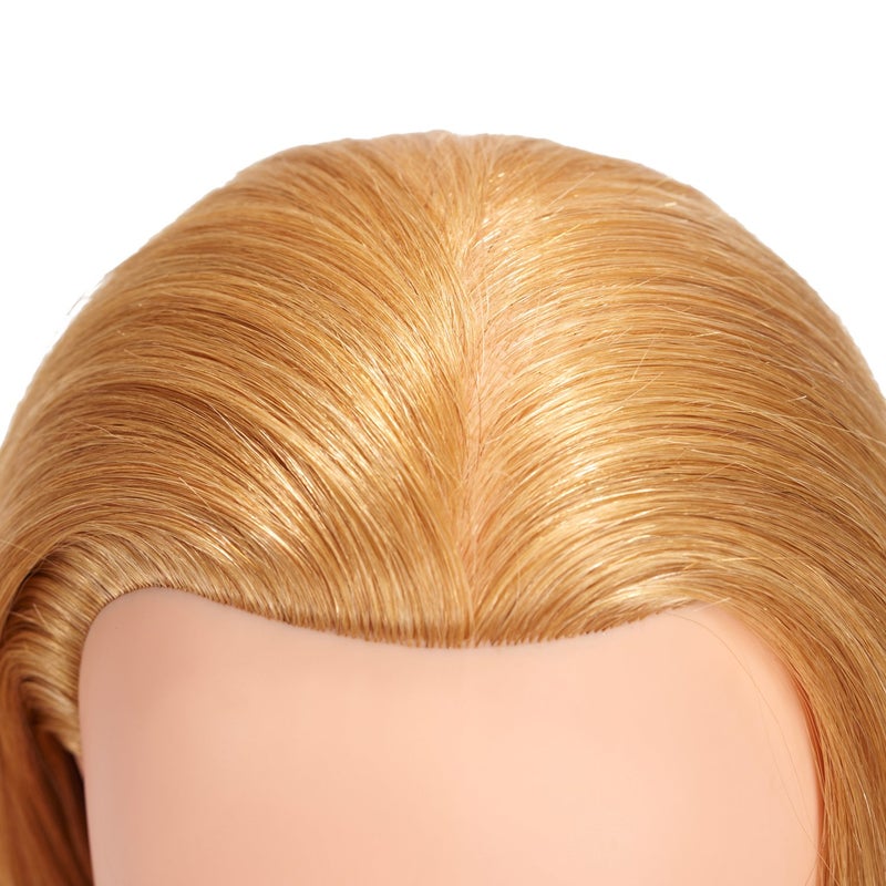 training head 20-22" 100% Human Hair Mannequin Head Training Head Cosmetology Manikin with Free Clamp Stand (Blonde) - Image 3
