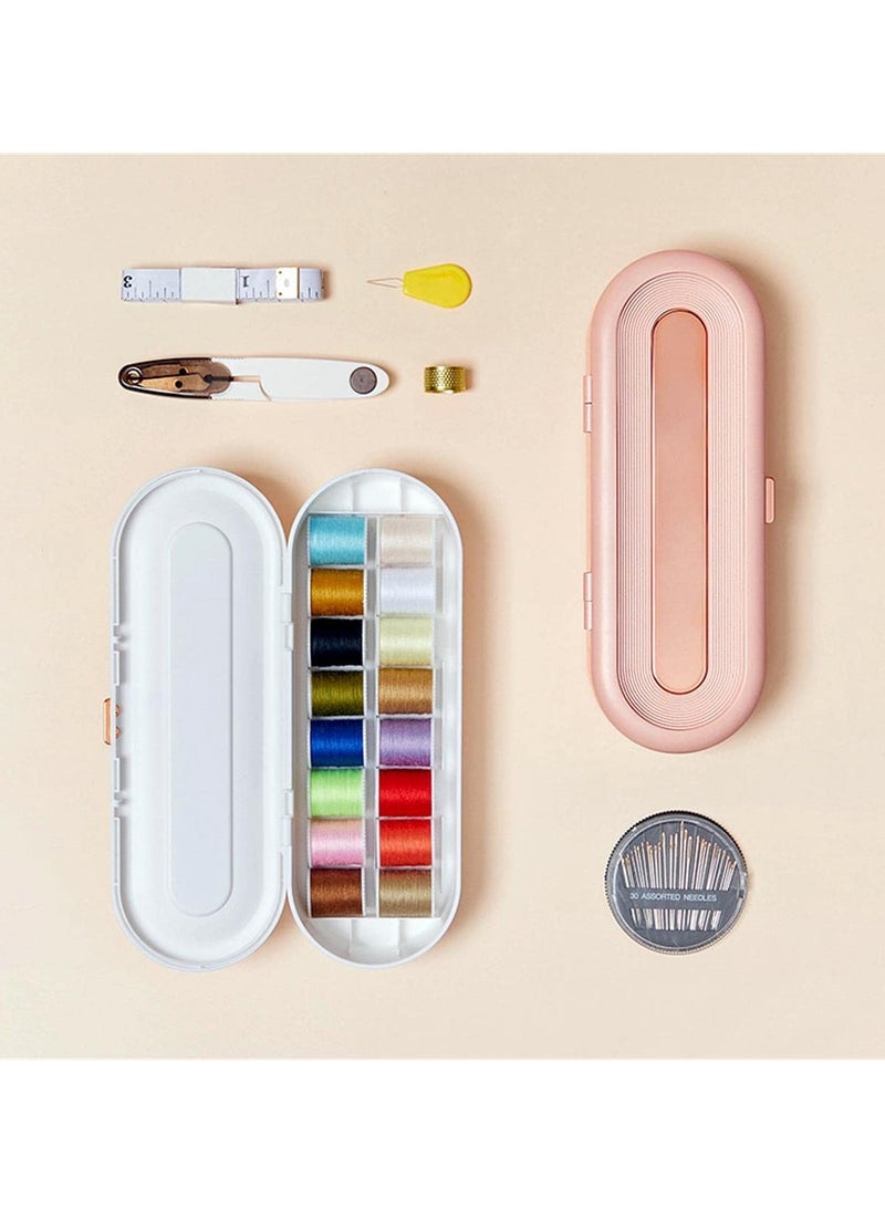 SYOSI Sewing Kit, Portable Sewing Kit Small Sewing Repair Kit Plastic Sewing Box with Sewing Accessories for Travel Family Adults Beginners (Pink) - Image 2